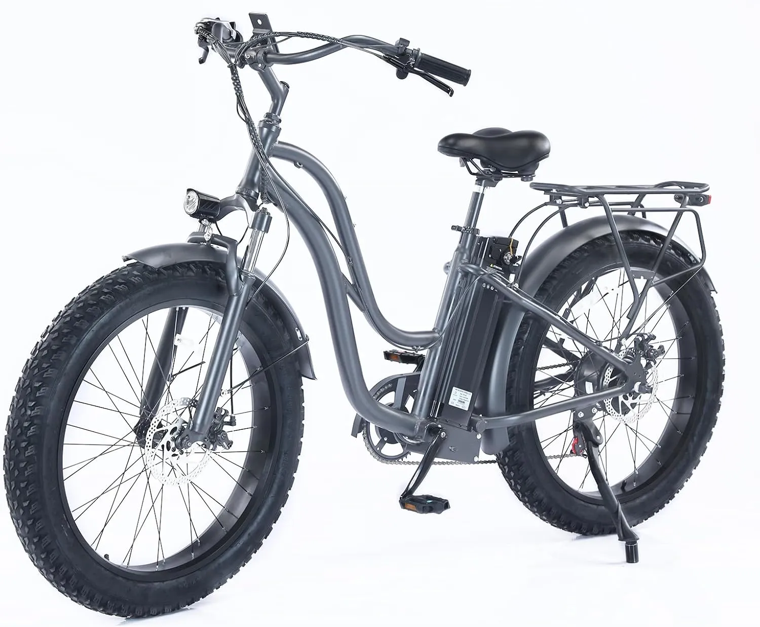 26" x4.0 Fat Tire Electric E Bike for Adults 7 Speed Mountain Electric Bicycle with Peak 800W Brushless Motor, 48V 16Ah Removable Battery, Up to 50 Miles, 28Mph, for Beach Snow Road, Dark Gray