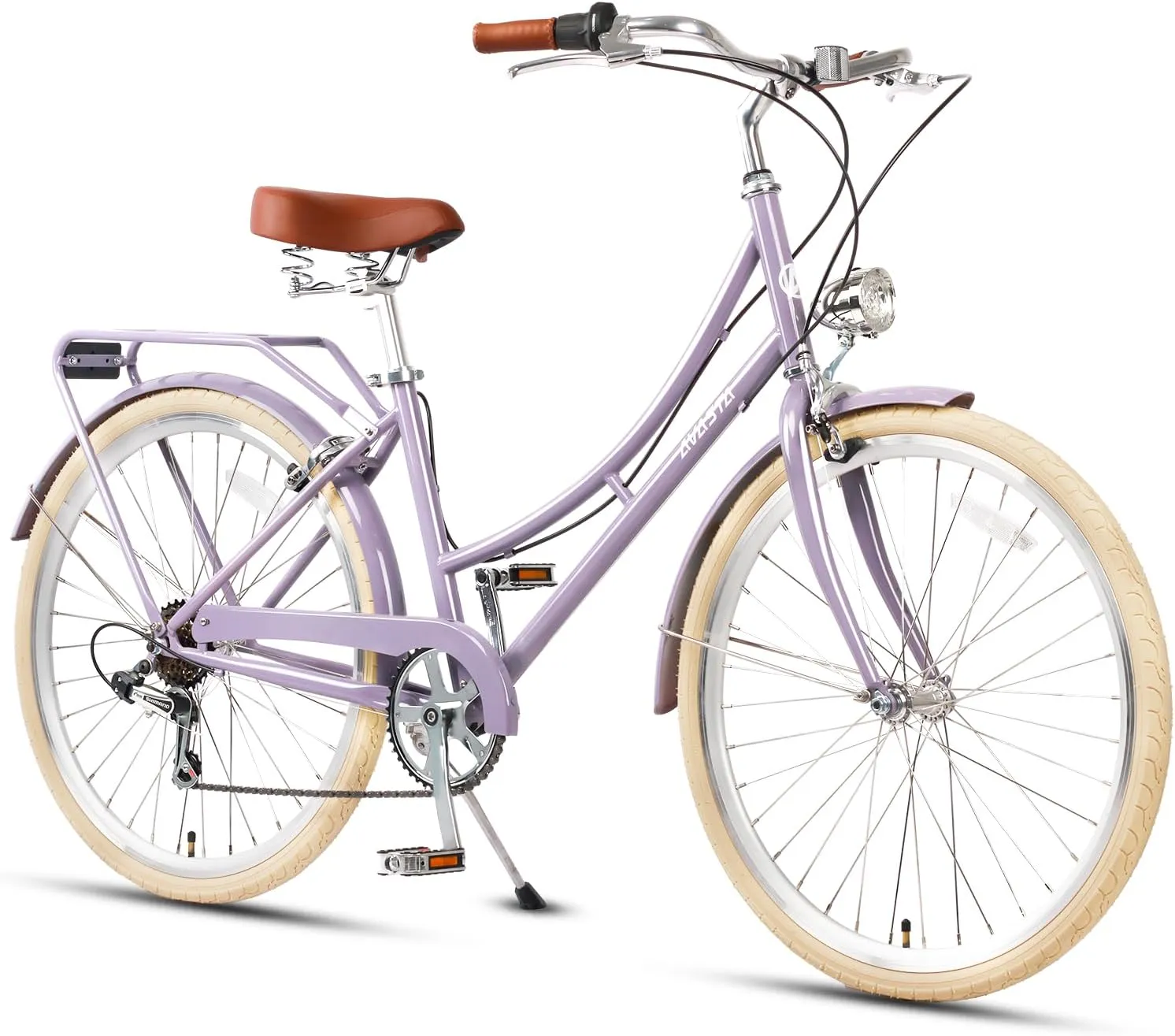 AVASTA Hybrid Bike for Adult Women Female Lightweight Step Through 26 inch Hi-Ten Steel Frame City Commuter Comfort Lady Bicycle, 6-Speed, Multiple Colors