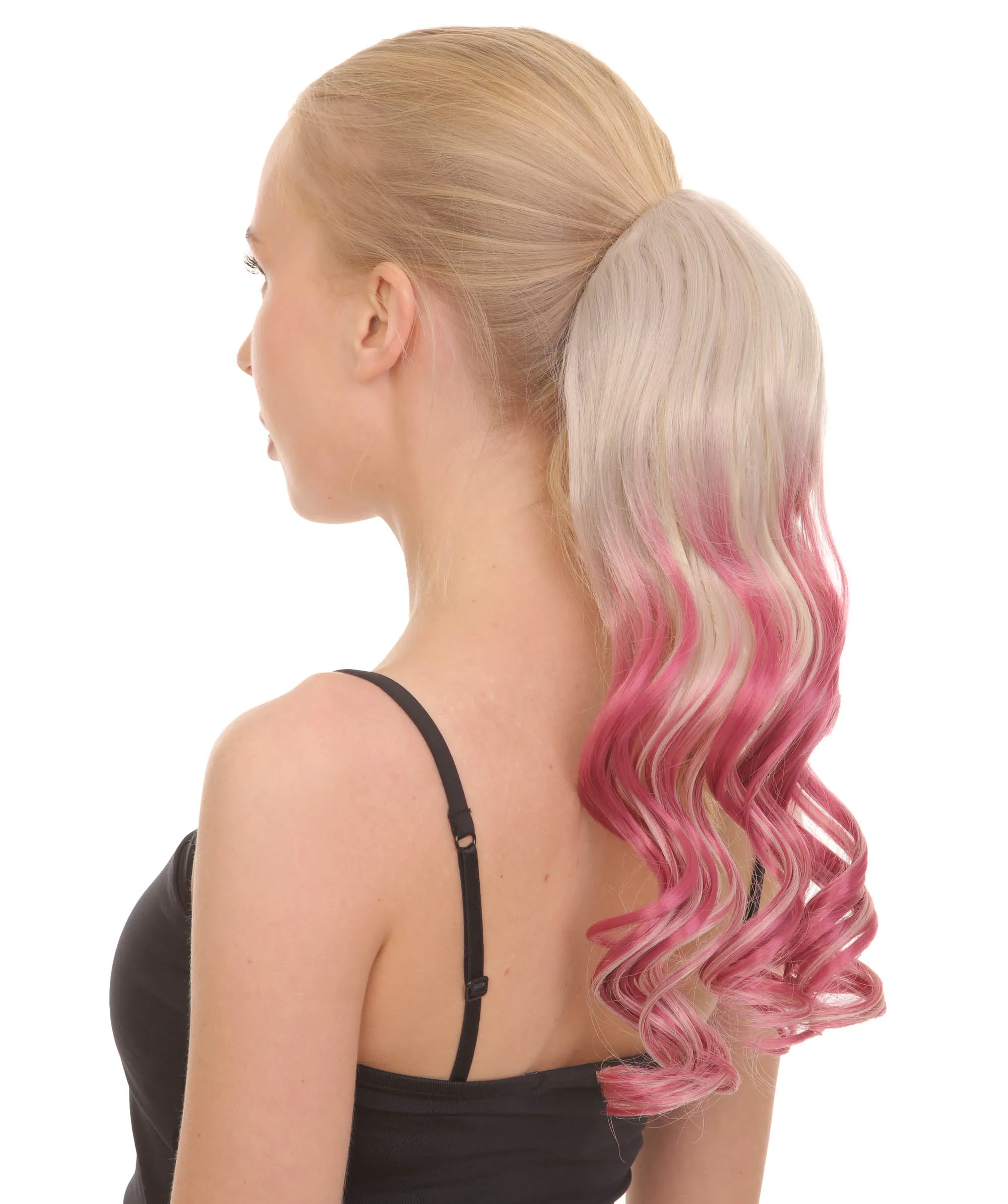 Blonde/Red Vibrant Wavy Ombre Ponytail