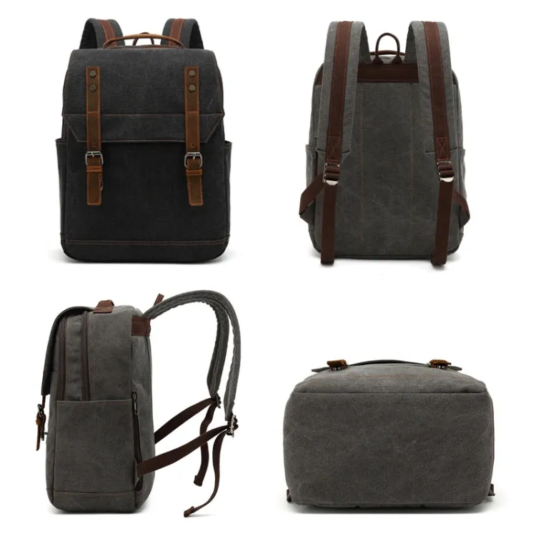Business Large Capacity Canvas Backpack Outdoor Leisure Travel Computer Bag(Coffee)