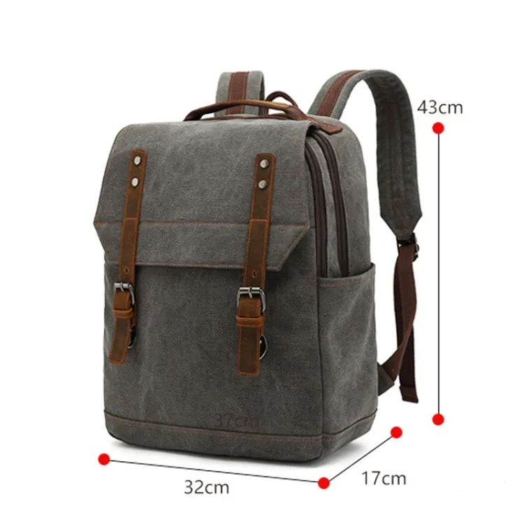 Business Large Capacity Canvas Backpack Outdoor Leisure Travel Computer Bag(Coffee)