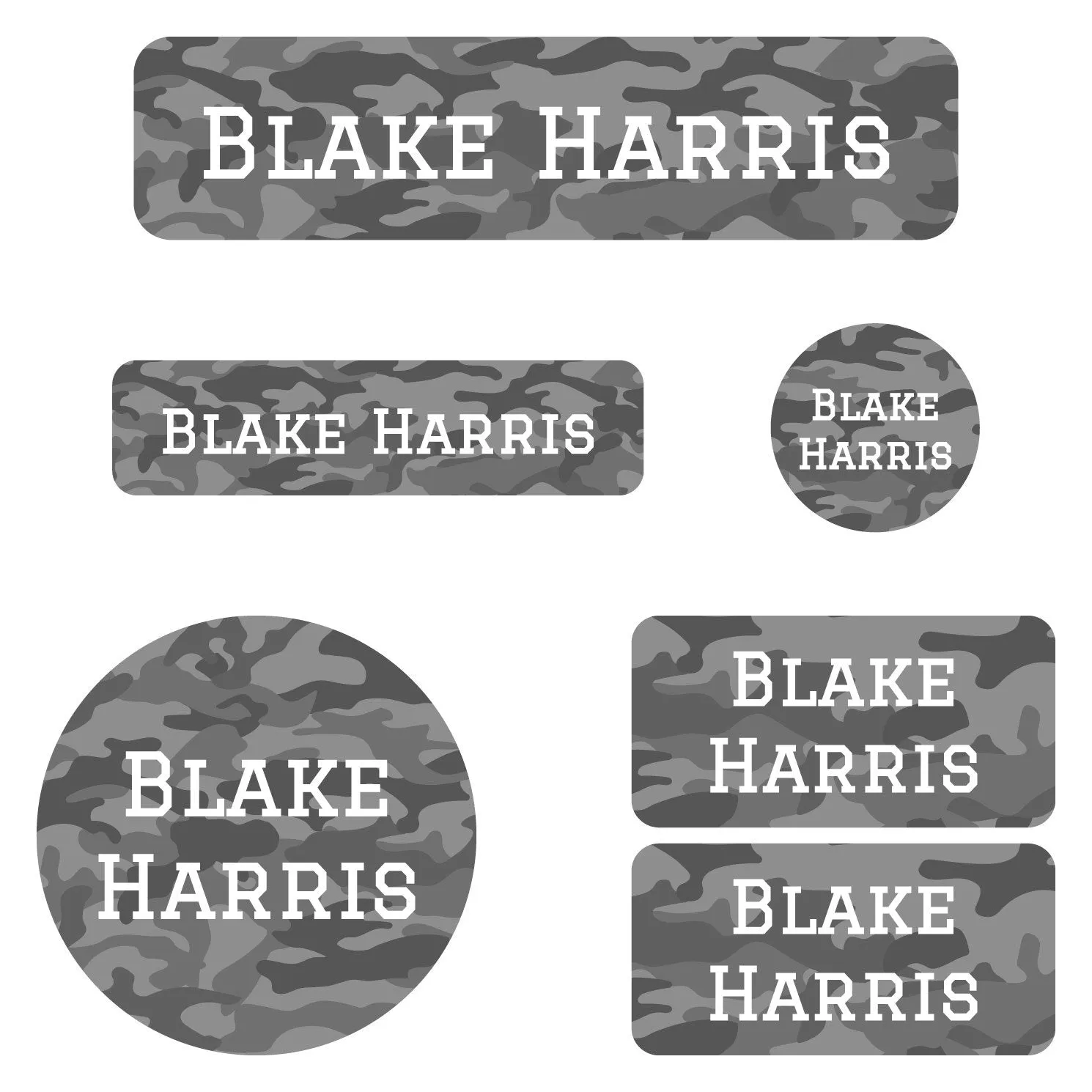 Camo Kindergarten Labels Pack