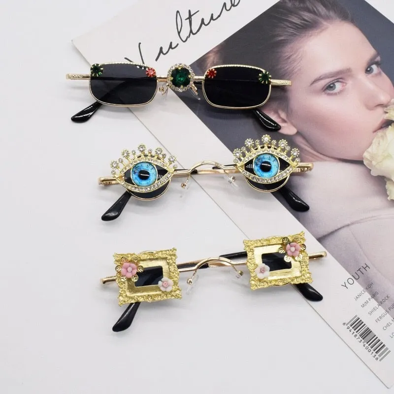 Crystal Embellished Sunglasses - 6 Styles
