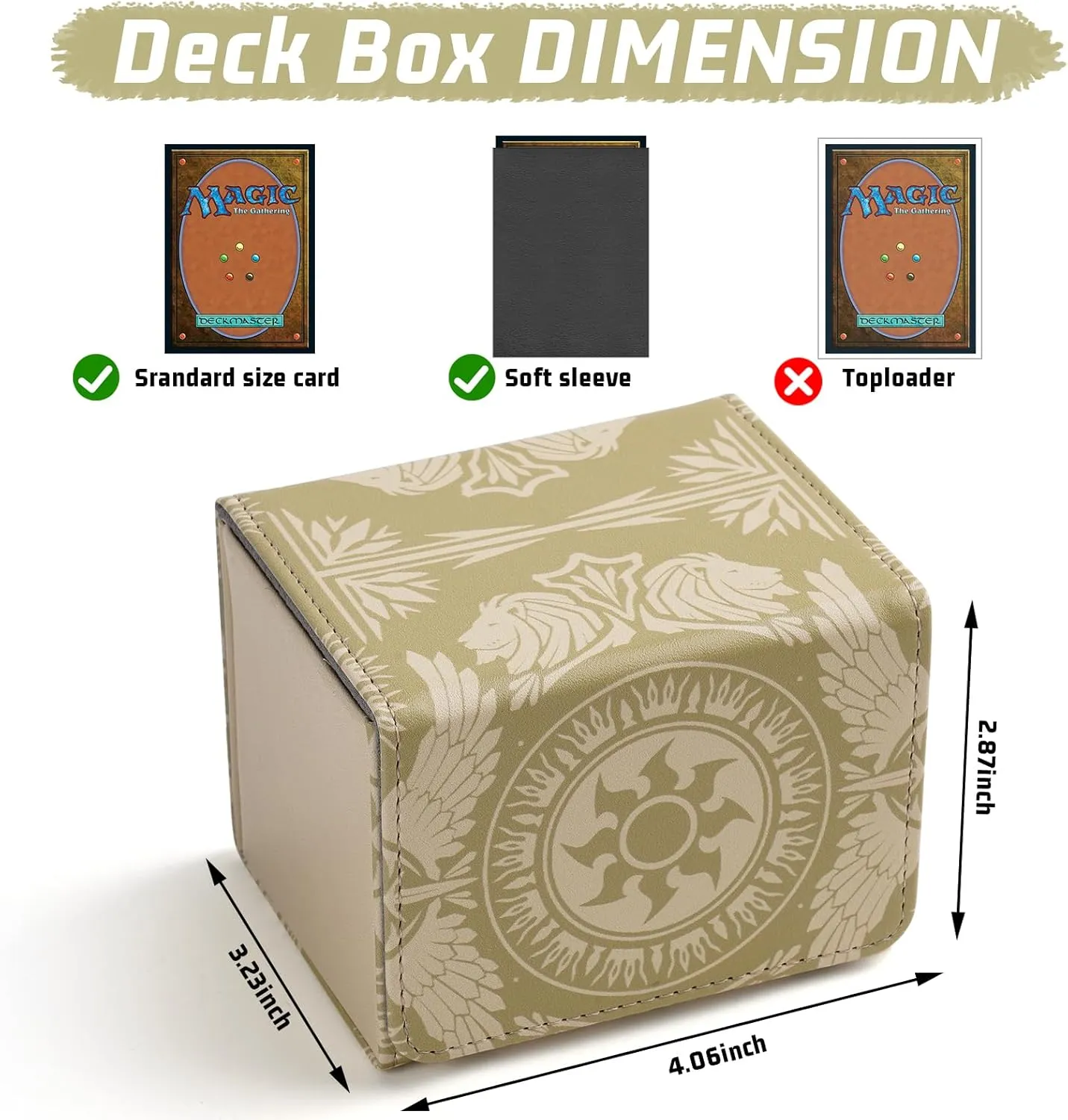 Deck Box for MTG Cards, Trading Commander Deck Case Holds 120  Sleeved Cards, PU Leather Magnetic Collectible Card Storage Box Fits for TCG Magic Card (Yellow)
