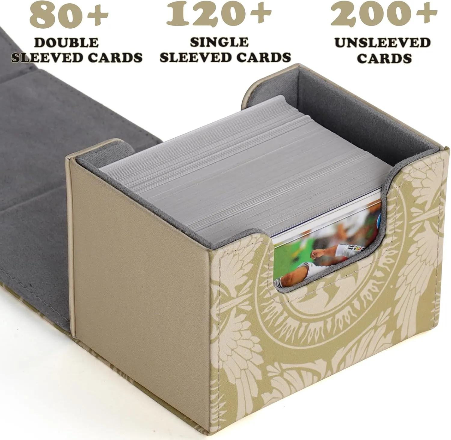 Deck Box for MTG Cards, Trading Commander Deck Case Holds 120  Sleeved Cards, PU Leather Magnetic Collectible Card Storage Box Fits for TCG Magic Card (Yellow)