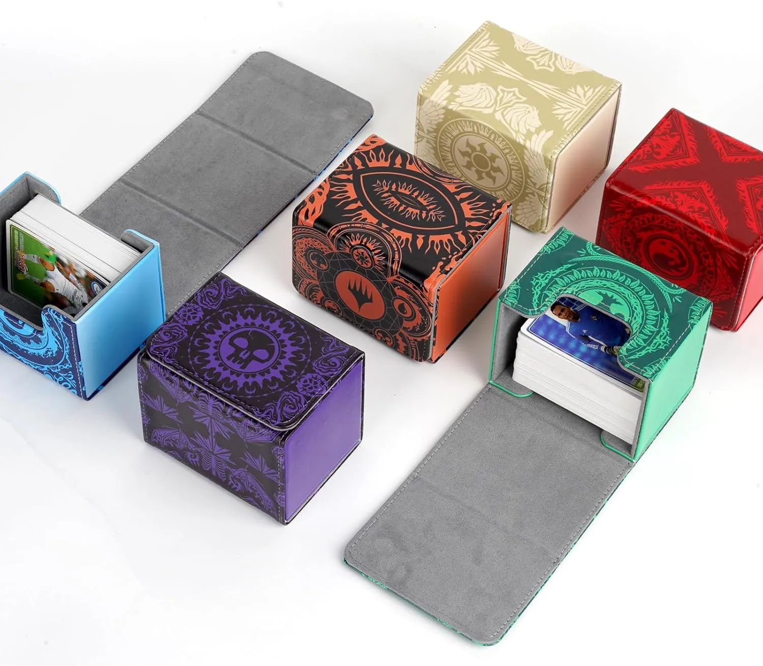 Deck Box for MTG Cards, Trading Commander Deck Case Holds 120  Sleeved Cards, PU Leather Magnetic Collectible Card Storage Box Fits for TCG Magic Card (Yellow)