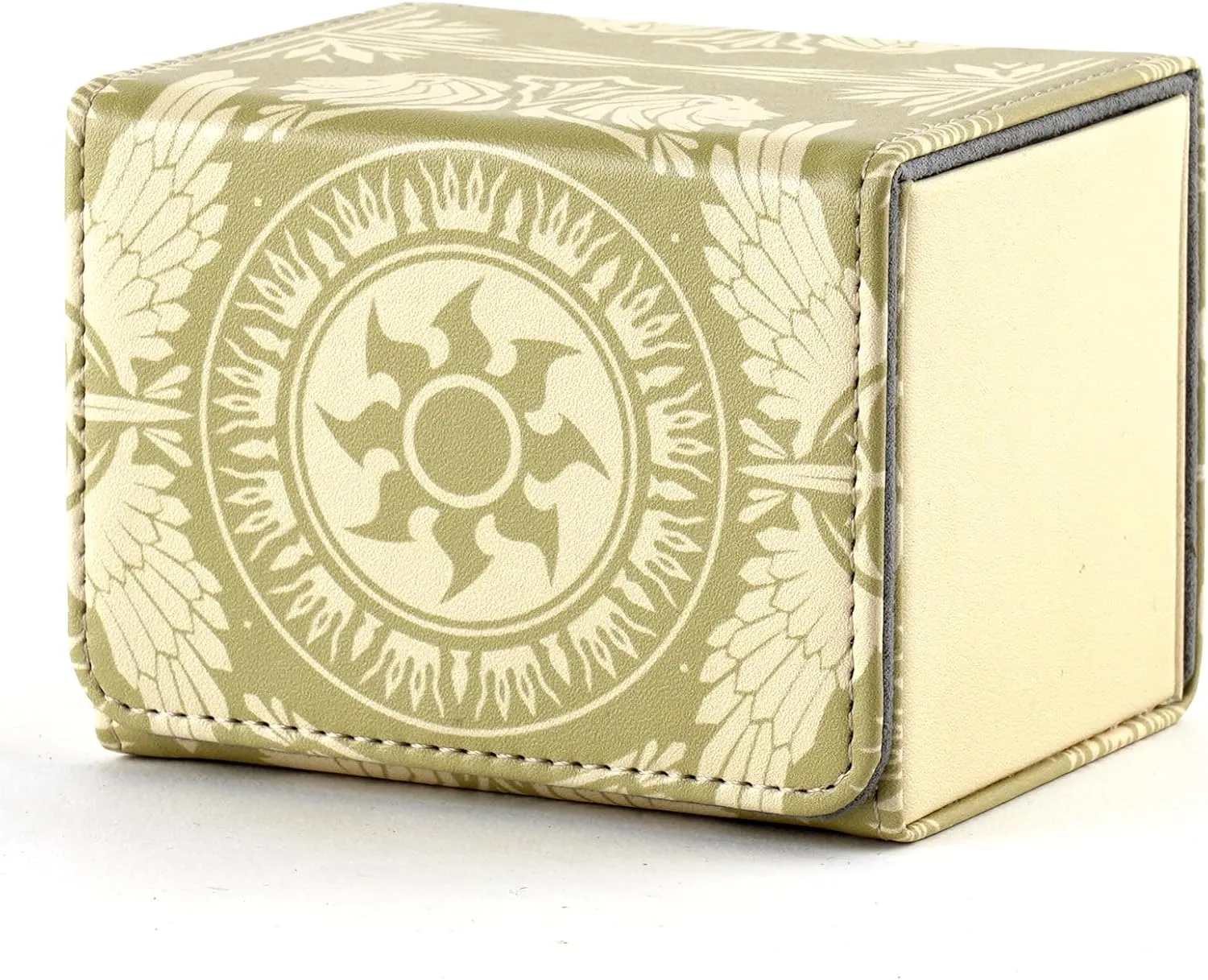 Deck Box for MTG Cards, Trading Commander Deck Case Holds 120  Sleeved Cards, PU Leather Magnetic Collectible Card Storage Box Fits for TCG Magic Card (Yellow)