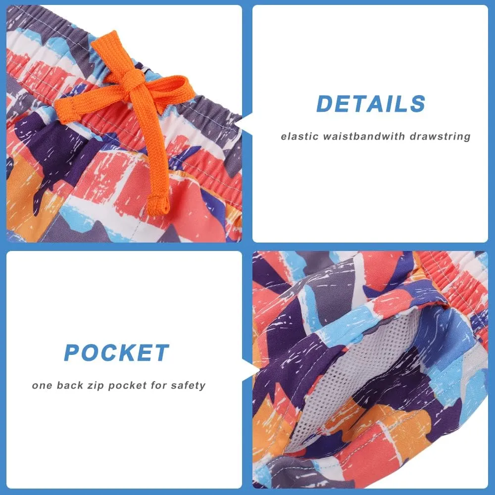 ESTAMICO Boys' Quick Dry Beach Swim Trunk Printed Board Shorts with Pockets