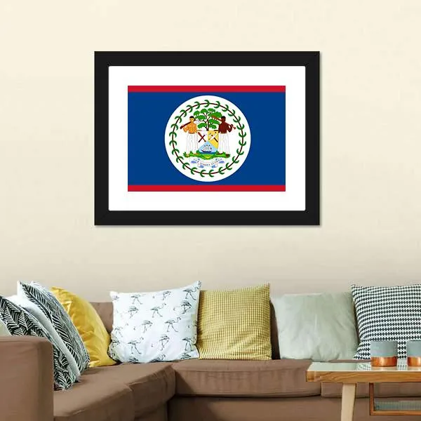 Flag Of Belize Canvas Wall Art