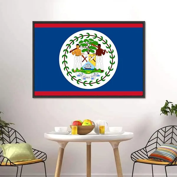 Flag Of Belize Canvas Wall Art