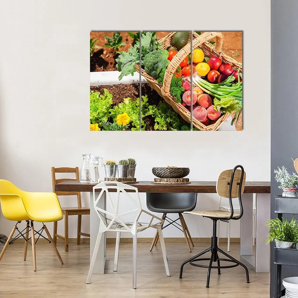Fruits & Vegetables In Basket Canvas Wall Art