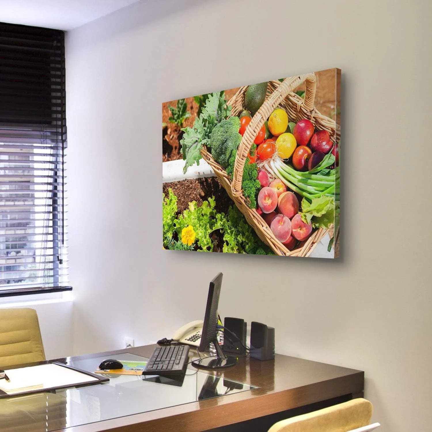 Fruits & Vegetables In Basket Canvas Wall Art