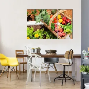Fruits & Vegetables In Basket Canvas Wall Art