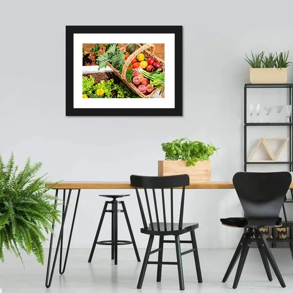 Fruits & Vegetables In Basket Canvas Wall Art