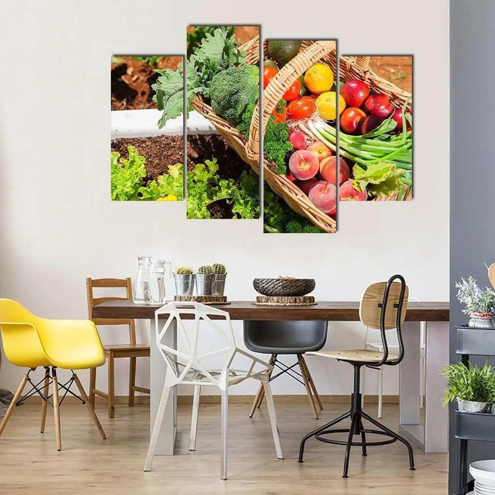 Fruits & Vegetables In Basket Canvas Wall Art