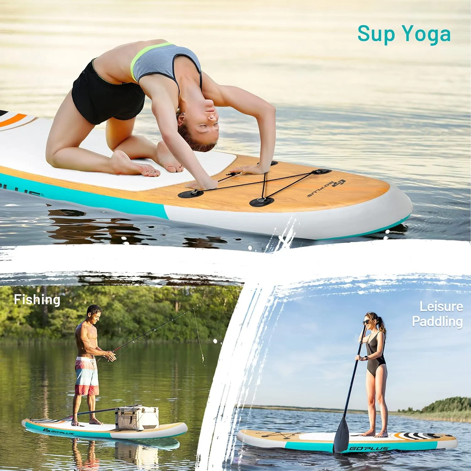 Goplus Inflatable Stand up Paddle Board, 10'/10.5'/11' SUP 6" Thick with Premium Accessories, Adjustable Aluminum Paddle, Leash, Carry Bag, Hand Pump, Removable Fin, ISUP for Adults