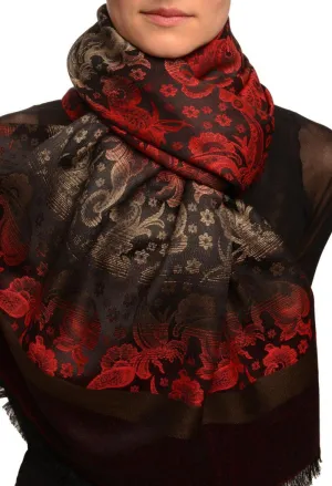 Gradient Flowers On Bright Red & Black Unisex Pashmina Gradient Flowers On Bright Red & Black Unisex Pashmina