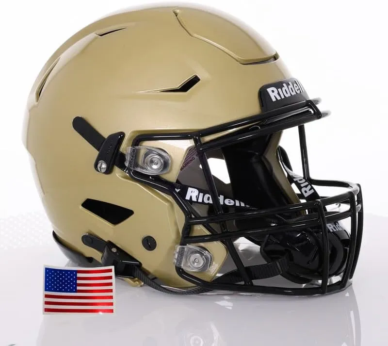 Green Gridiron - Riddell SpeedFlex Adult w/Black SF-2BD Facemask   Chrome US Helmet Flag Decal
