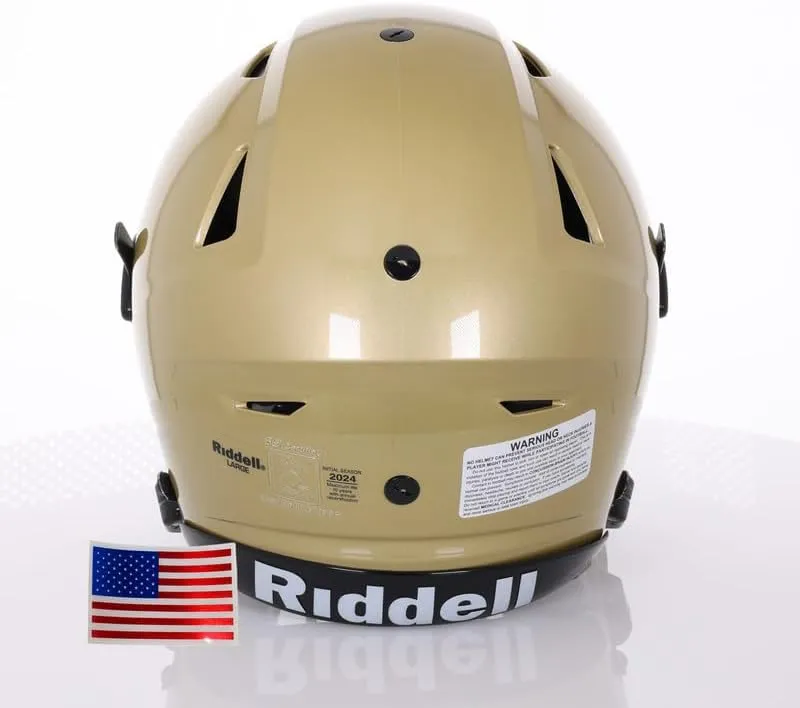 Green Gridiron - Riddell SpeedFlex Adult w/Black SF-2BD Facemask   Chrome US Helmet Flag Decal