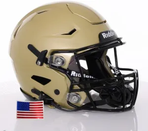 Green Gridiron - Riddell SpeedFlex Adult w/Black SF-2BD Facemask   Chrome US Helmet Flag Decal