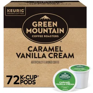 Green Mountain Coffee Roasters Caramel Vanilla Cream Keurig Single-Serve K-Cup pods, Light Roast Coffee, 72 Count