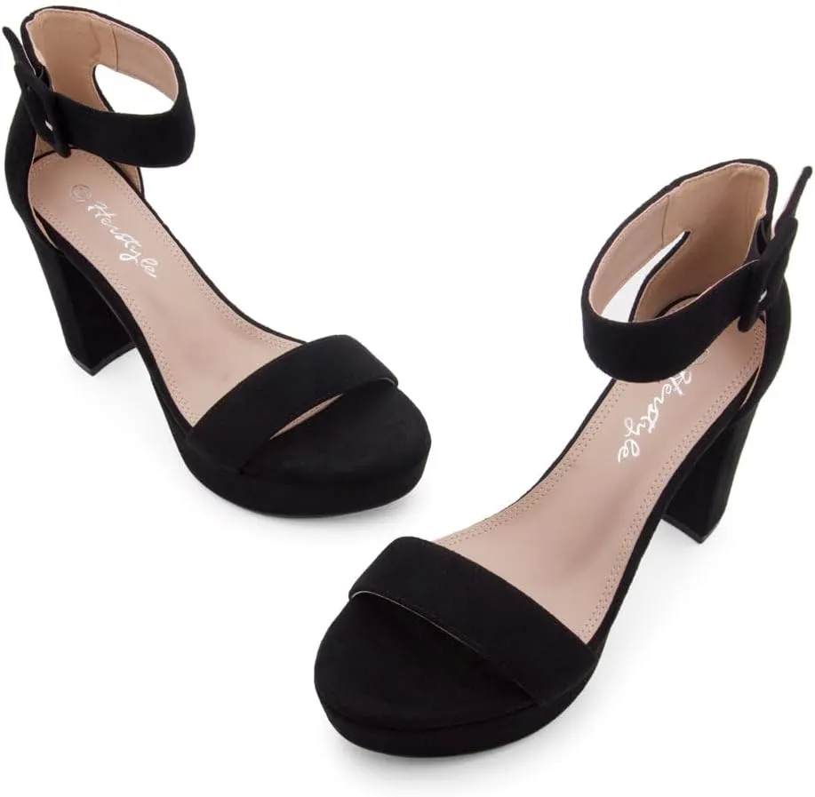 Herstyle Platform Heels for Women  4 Inch Chunky Block Heeled Sandals | Open Toe Dressy Strappy High Heels with Ankle Strap for Wedding, Prom, Graduation & 2025 Events
