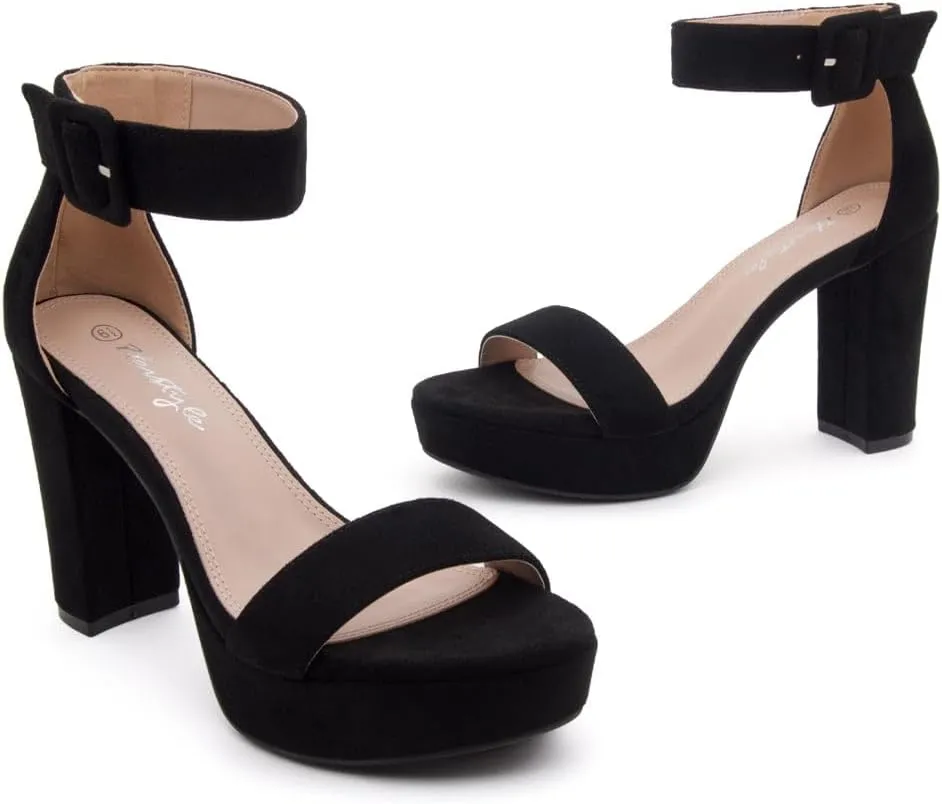 Herstyle Platform Heels for Women  4 Inch Chunky Block Heeled Sandals | Open Toe Dressy Strappy High Heels with Ankle Strap for Wedding, Prom, Graduation & 2025 Events