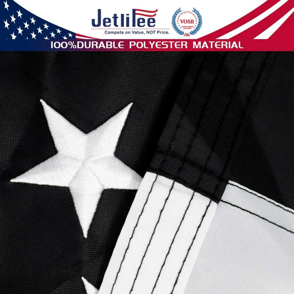 Jetlifee Embroidery Black and White American Flag
