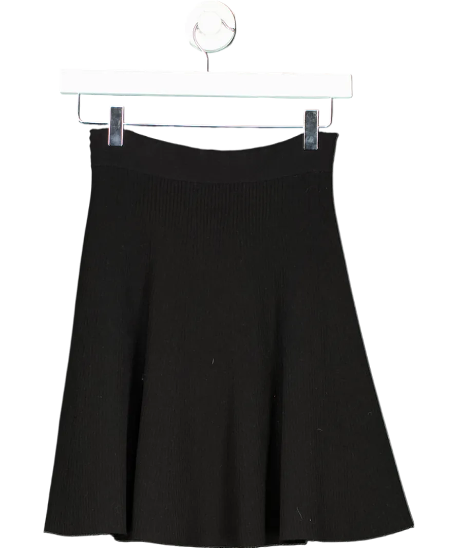 Lacoste Black 3d Ribbed Knit Flared Skirt UK 8