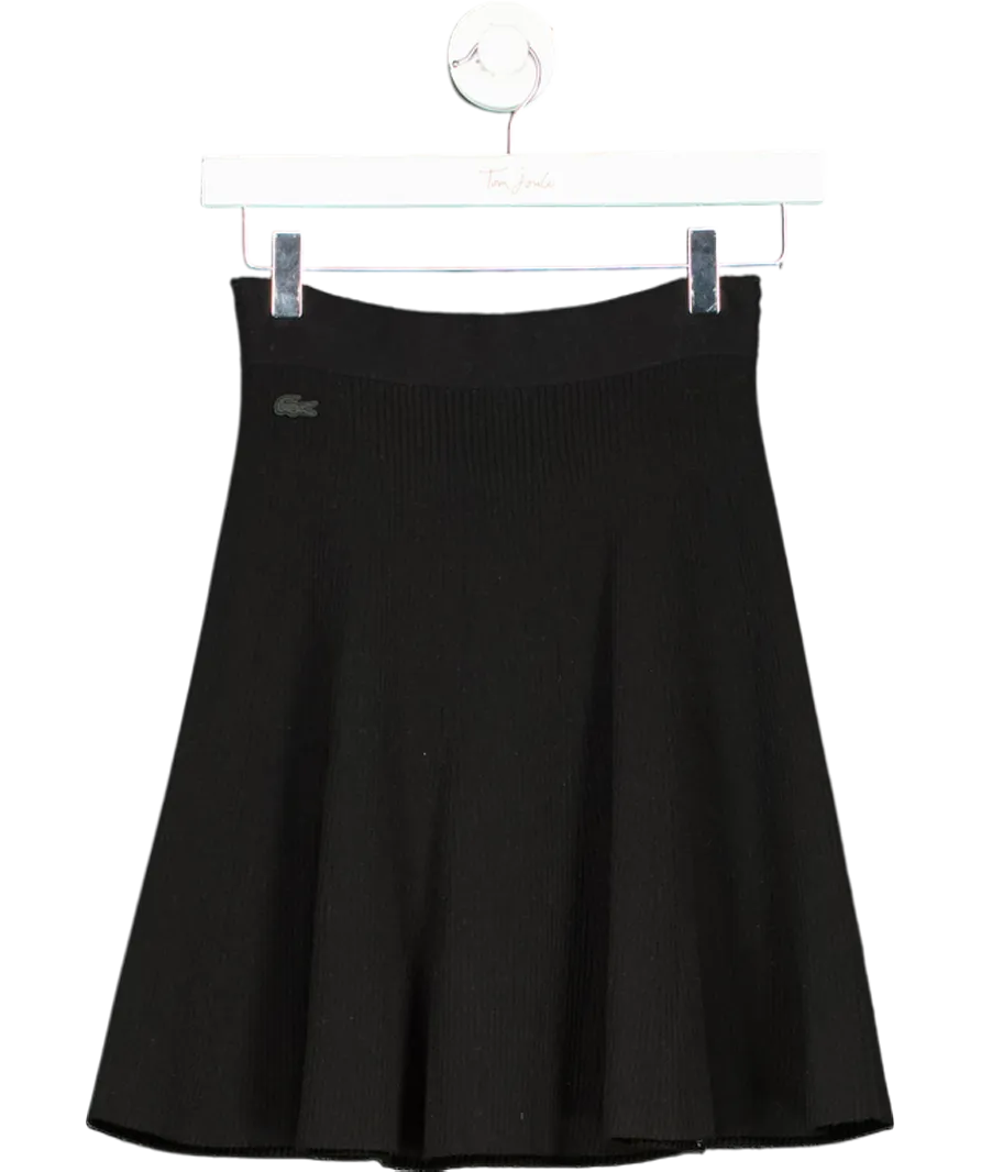 Lacoste Black 3d Ribbed Knit Flared Skirt UK 8