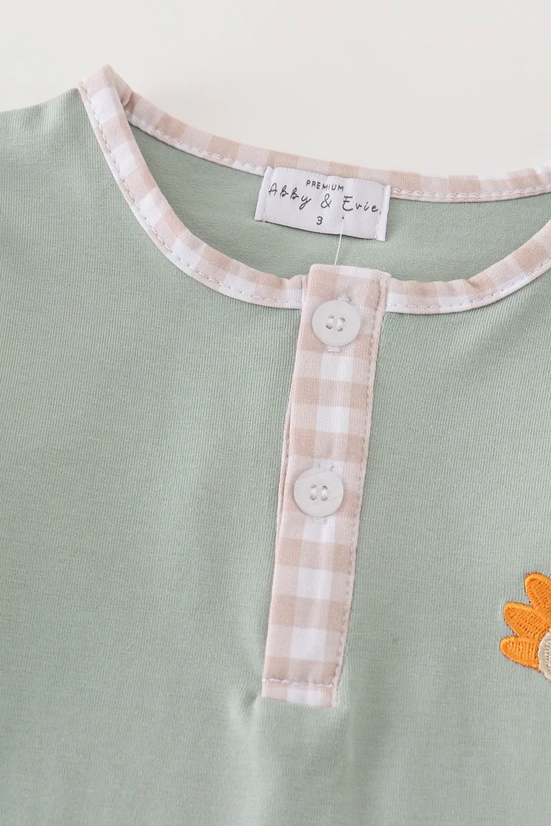 Premium Green turkey embroidery boy top
