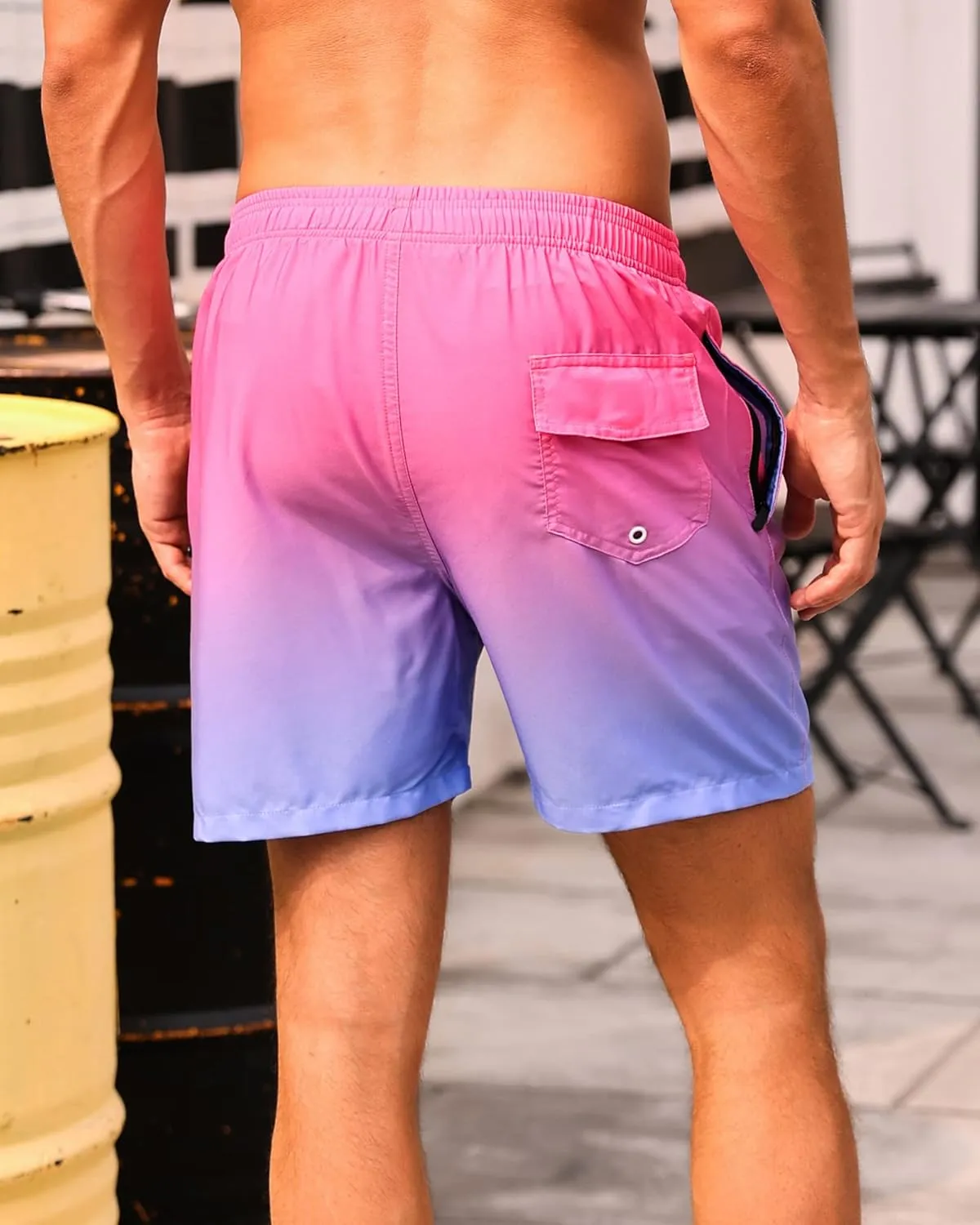 SILKWORLD Mens Swimming Trunks with Compression Liner Quick Dry 5 inch Swim Shorts with Zipper Pockets