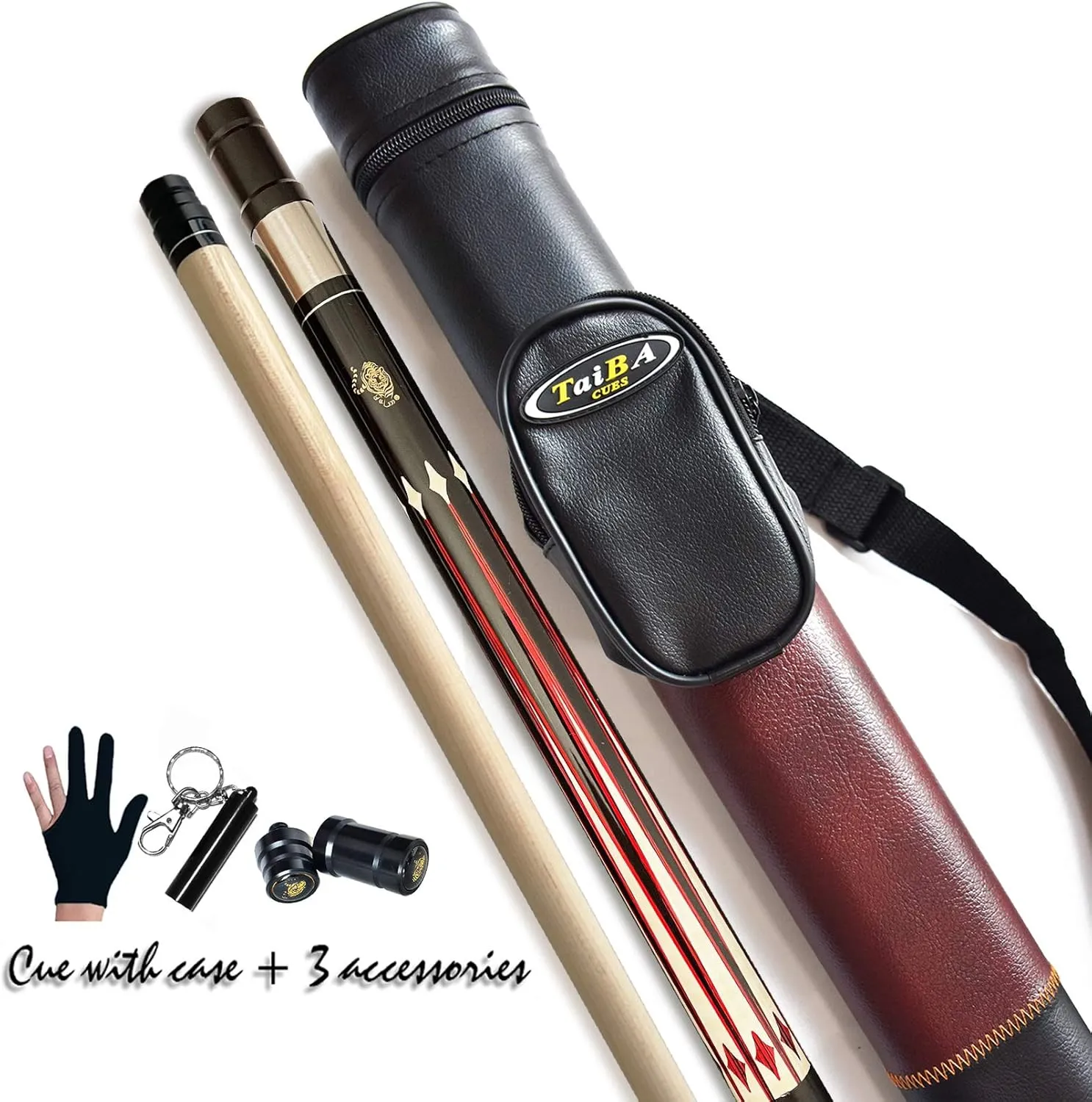 Tai ba cues 2-Piece Pool cue Stick   Hard Case, 13mm Tip, 58", Hardwood Canadian Maple Professional Billiard Pool Cue Stick 18,19,20,21,22 Oz Pool Stick (Selectable)-Blue, Black, Red, Gray, Green