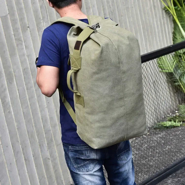 Upgrade Zipper Pockets Outdoor Travel Man Canvas Double Shoulder Backpack Student Schoolbag, Specification: Small Green