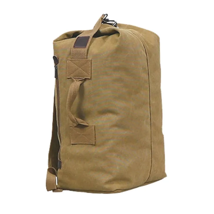 Upgrade Zipper Pockets Outdoor Travel Man Canvas Double Shoulder Backpack Student Schoolbag, Specification: Small Green