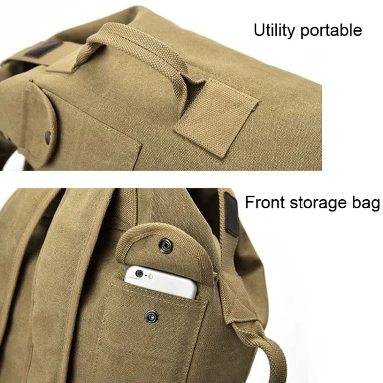 Upgrade Zipper Pockets Outdoor Travel Man Canvas Double Shoulder Backpack Student Schoolbag, Specification: Small Green