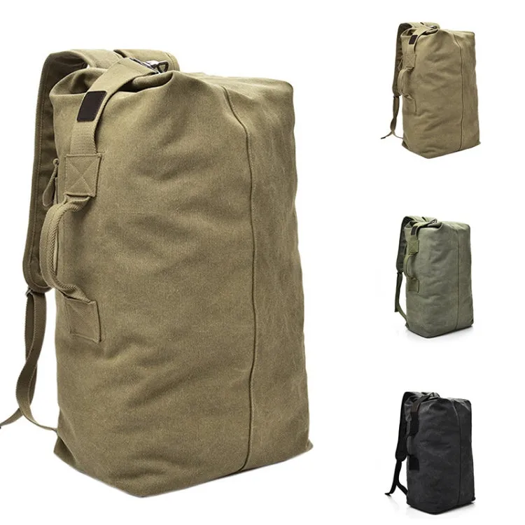 Upgrade Zipper Pockets Outdoor Travel Man Canvas Double Shoulder Backpack Student Schoolbag, Specification: Small Green