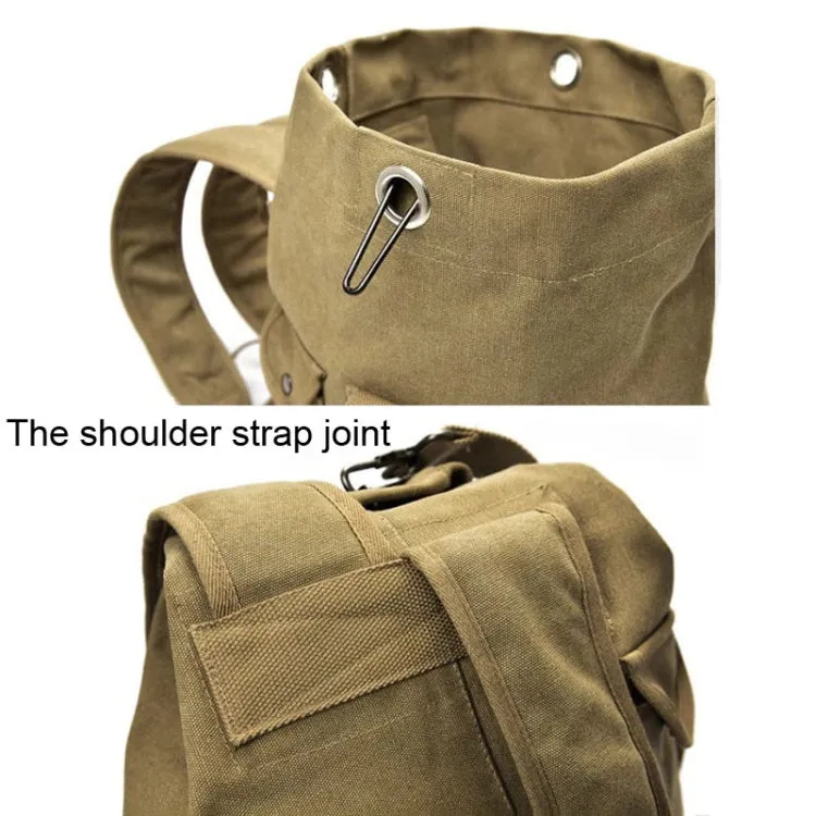 Upgrade Zipper Pockets Outdoor Travel Man Canvas Double Shoulder Backpack Student Schoolbag, Specification: Small Green