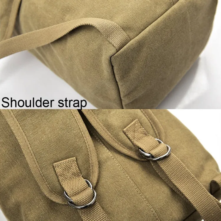 Upgrade Zipper Pockets Outdoor Travel Man Canvas Double Shoulder Backpack Student Schoolbag, Specification: Small Green
