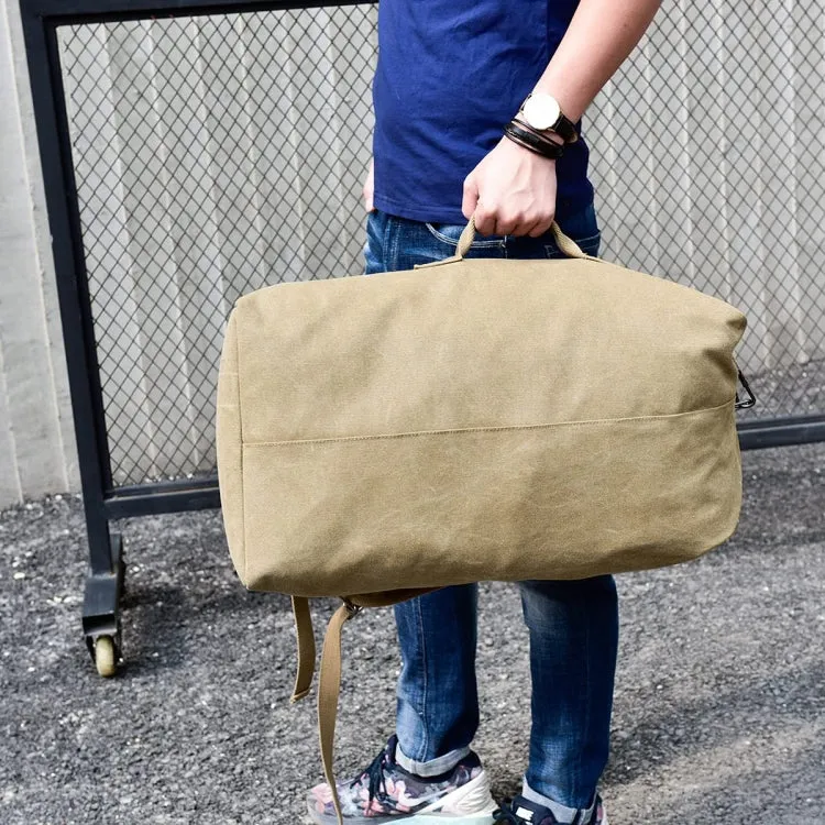 Upgrade Zipper Pockets Outdoor Travel Man Canvas Double Shoulder Backpack Student Schoolbag, Specification: Small Green
