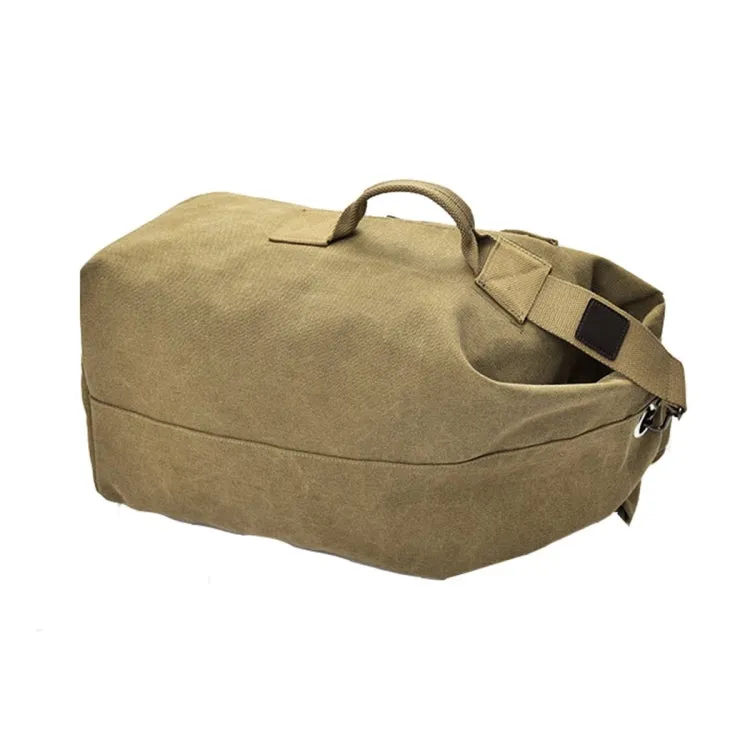 Upgrade Zipper Pockets Outdoor Travel Man Canvas Double Shoulder Backpack Student Schoolbag, Specification: Small Green