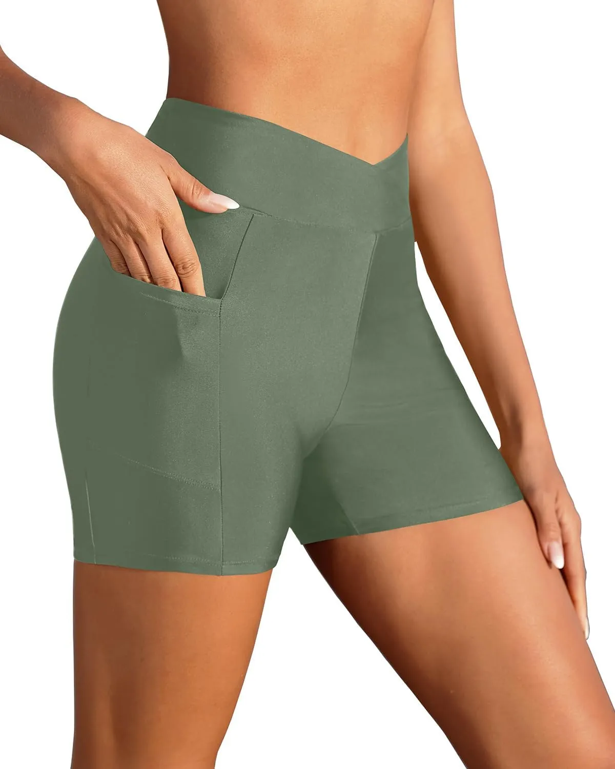 Yonique Womens Swim Shorts High Waisted Swim Bottoms Tummy Control Bathing Suit Bottom Boy Shorts(Available in Plus)